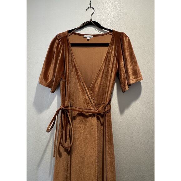 Baltic Born Size Small Katelyn Maxi Wrap Dress Crushed Velvet Burnt Orange Boho - Picture 2 of 12
